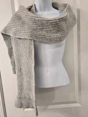 Women's Ribbed Knit Sweater Scarf - Gray